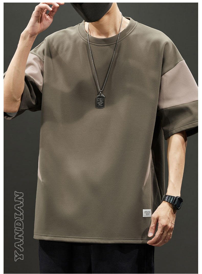 夏季新爆款港风拼色短袖大童青少年T恤学生打底气质简单潮牌小众详情23