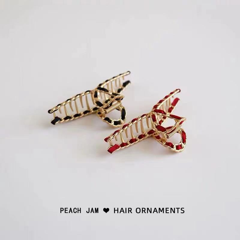 气质金属链条抓夹缠绕丝带发抓韩国ins 风鲨鱼夹发卡扎头发抓夹女详情4