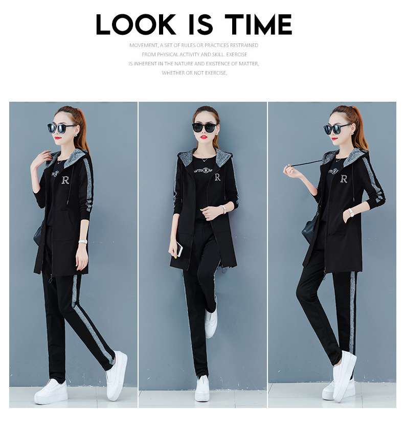 运动套装女春秋季2020新款宽松时尚卫衣三件套大码长袖跑步休闲服详情12