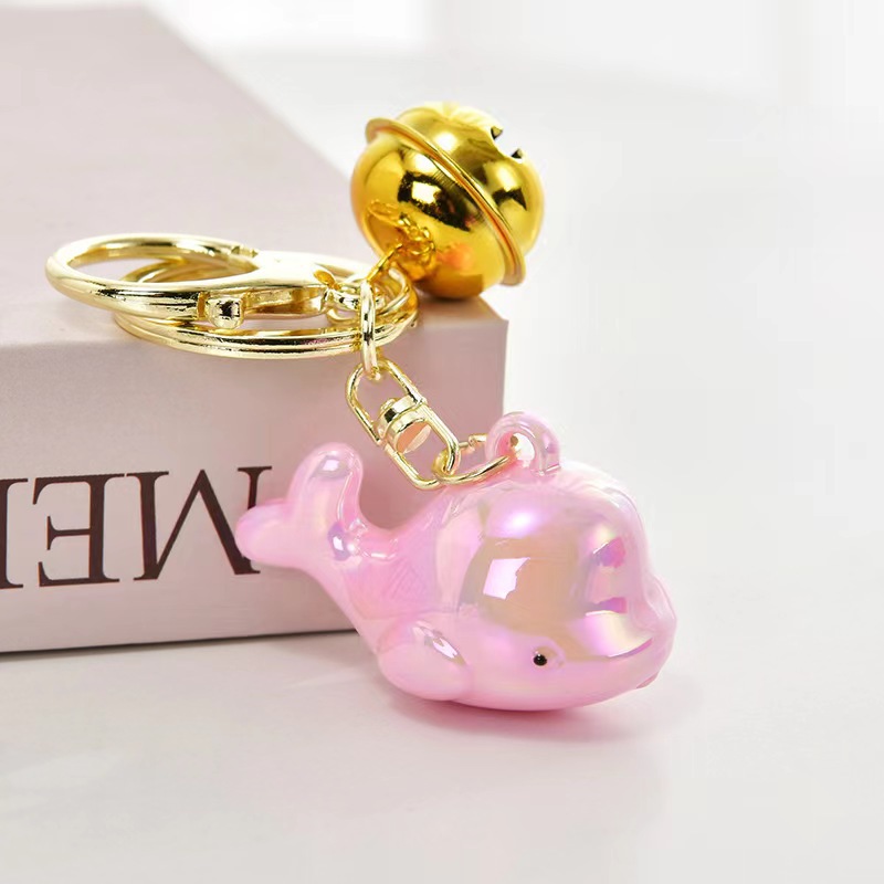 可爱炫彩鲸鱼卡通匙扣镀彩亚克力钥匙链书包挂件情侣小礼品包配饰详情6