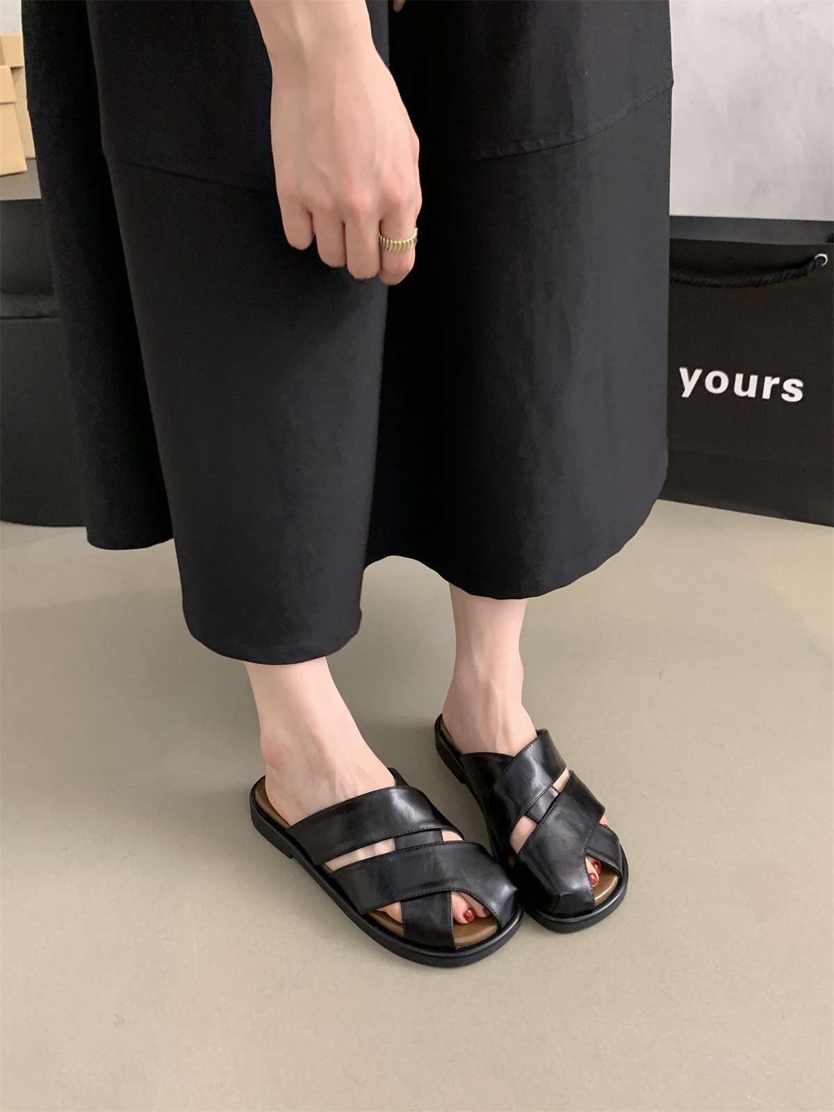 女士包头半拖鞋女夏外穿新款仙女风海边度假沙滩平底法式罗马凉拖详情10