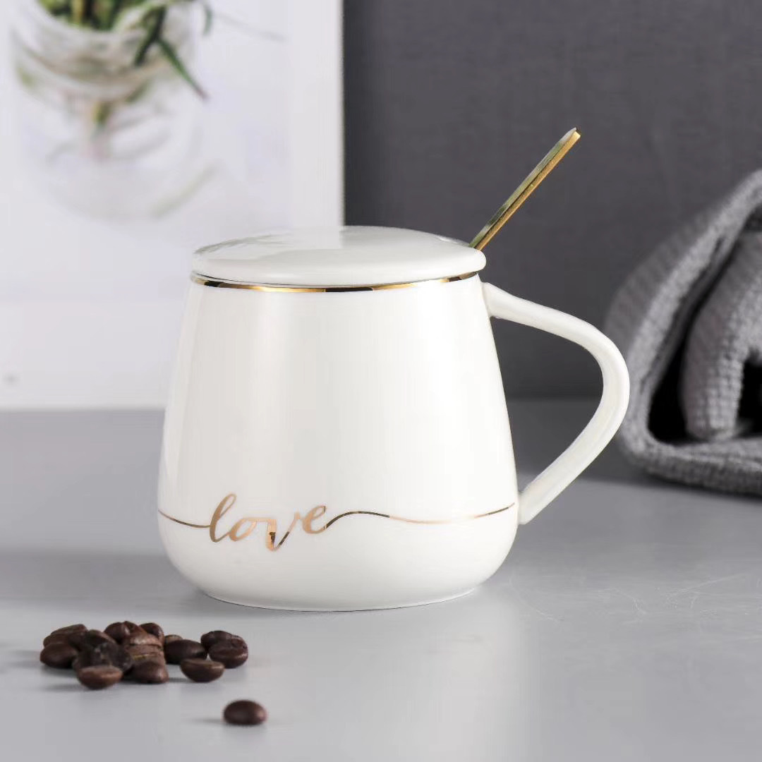 来样定制陶瓷杯简约英文情侣杯色釉礼品杯可刻字马克杯现货批发详情5