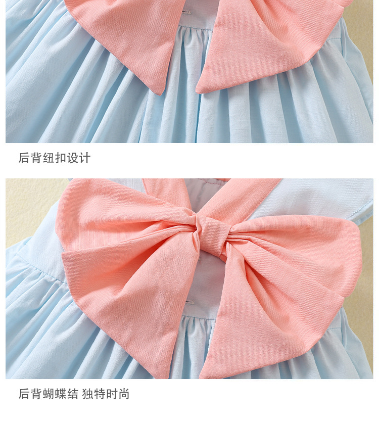 夏装女童打揽百褶公主裙西班牙女童飞袖连衣裙棉女宝宝生日裙外贸详情7