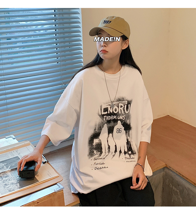 短袖t恤男夏季2025新款潮流半袖男款上衣宽松潮牌情侣五分袖衣服详情16