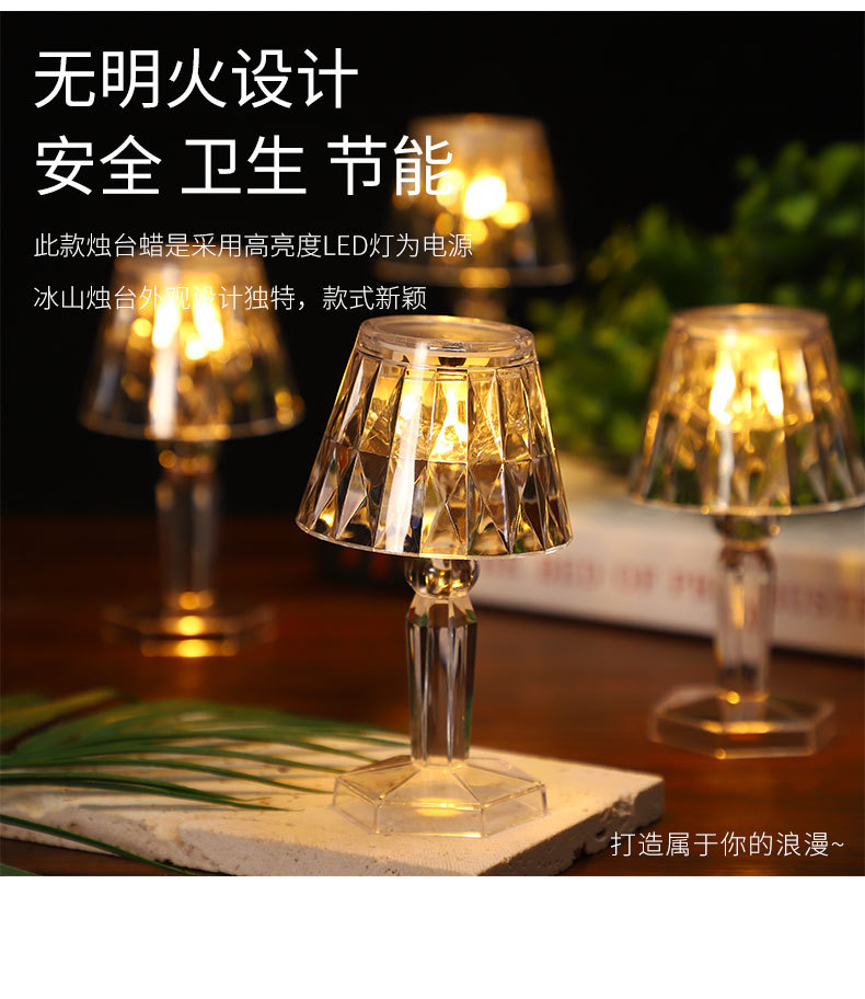 LED electronic candle night light, diamond table lamp, bedside bar creative atmosphere light, ins romantic decorative small table lamp pic 3