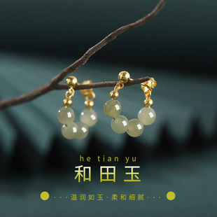 竹节耳环女竹够耳钉小众设计感高级玉石耳坠2022新款纯银耳饰耳圈详情9