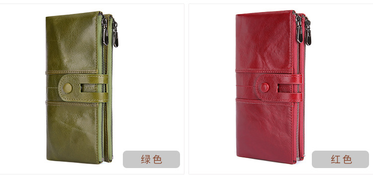 复古真皮女士钱包 韩版时尚手机包头层牛皮rfid长款钱包 purse详情26