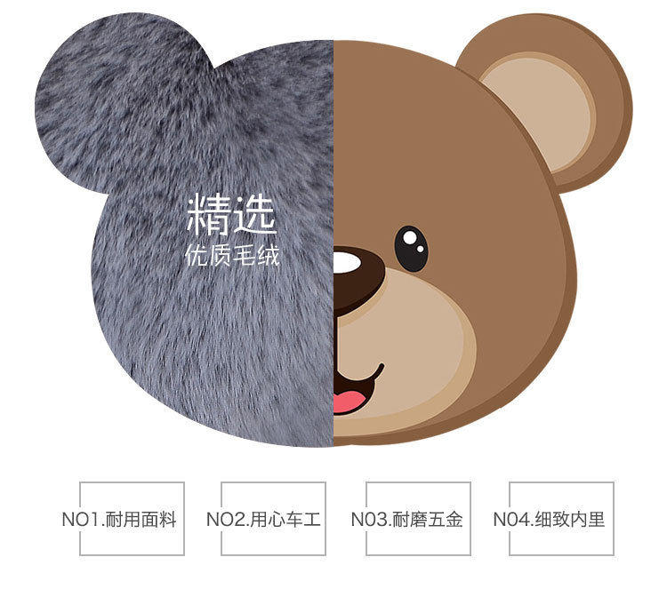 2023可爱卡通仿兔毛毛绒熊头斜挎小包包女冬新款学生少女儿童单肩包                           详情3