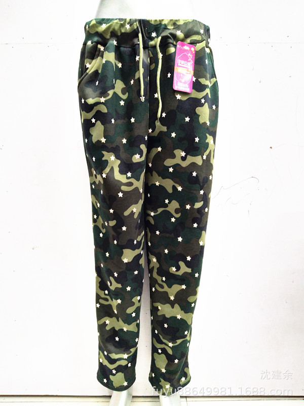 For middle-aged and elderly women in autumn and winter, add fat, oversized, brushed, drawstring camouflage pants, and add fleece milk silk casual leggings for small feet pic 6