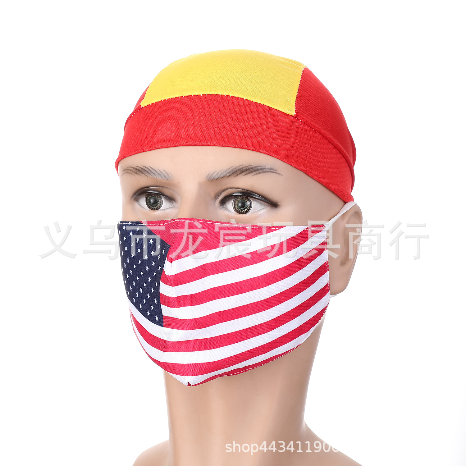 跨境亚马逊透气布口罩棉质时尚成人防尘水洗防晒旗帜口罩挂耳批发详情1