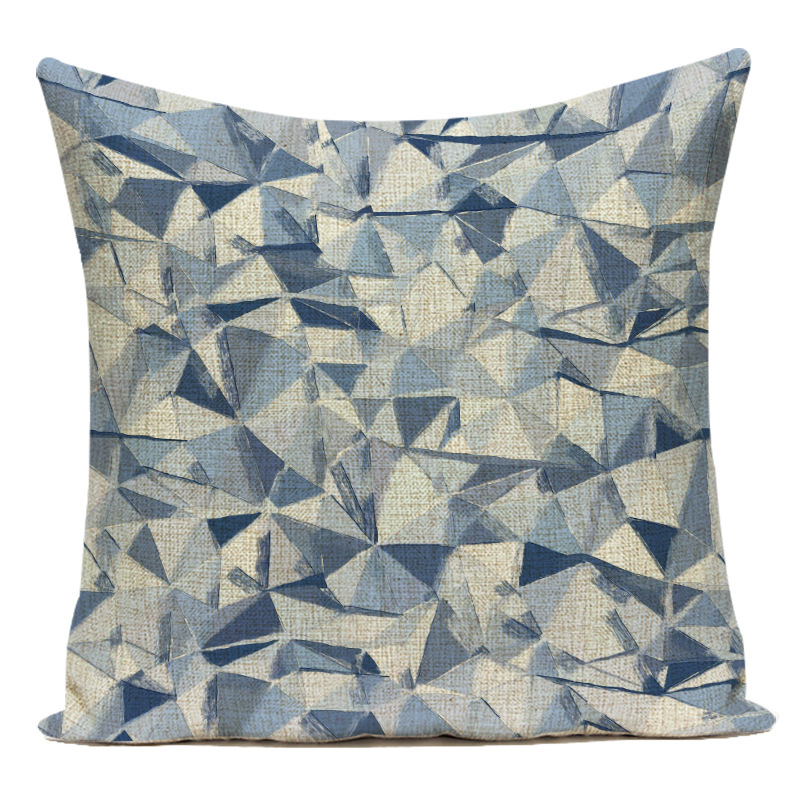 Wavy checkered line geometric throw pillow, linen seat cushion, modern Chinese-style car backrest pic 3