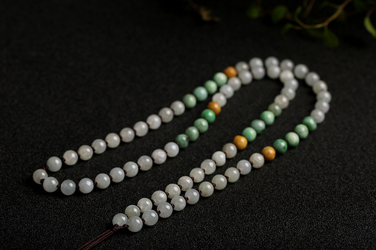 Natural jadeite A-grade round beads 7mm woven necklace rope round bead pendant hanging rope jadeite bead chain pic 6