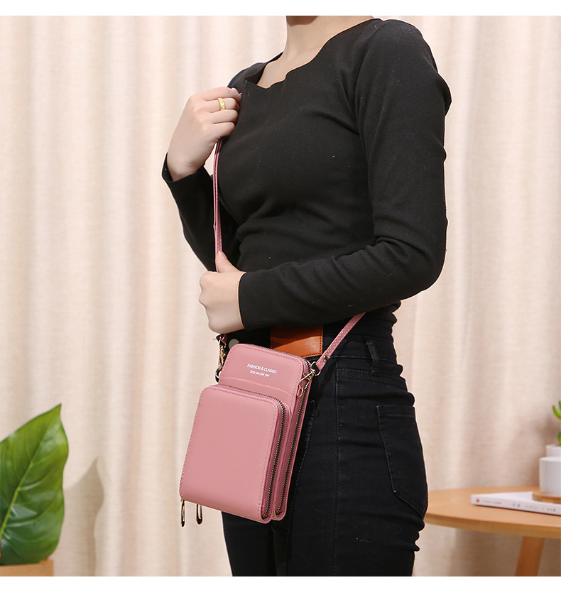 广州包包韩版时尚大容量斜跨包纯色多功能手机包女斜挎钱包2020详情13