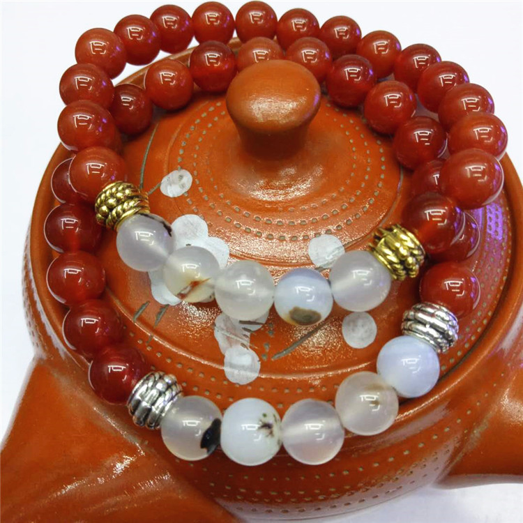 Guangshun Jewelry DIY Creative Jewelry: Red agate Tiger Stone bracelet, Ocean Chalcedony combination bracelet, Natural Stone bracelet pic 7