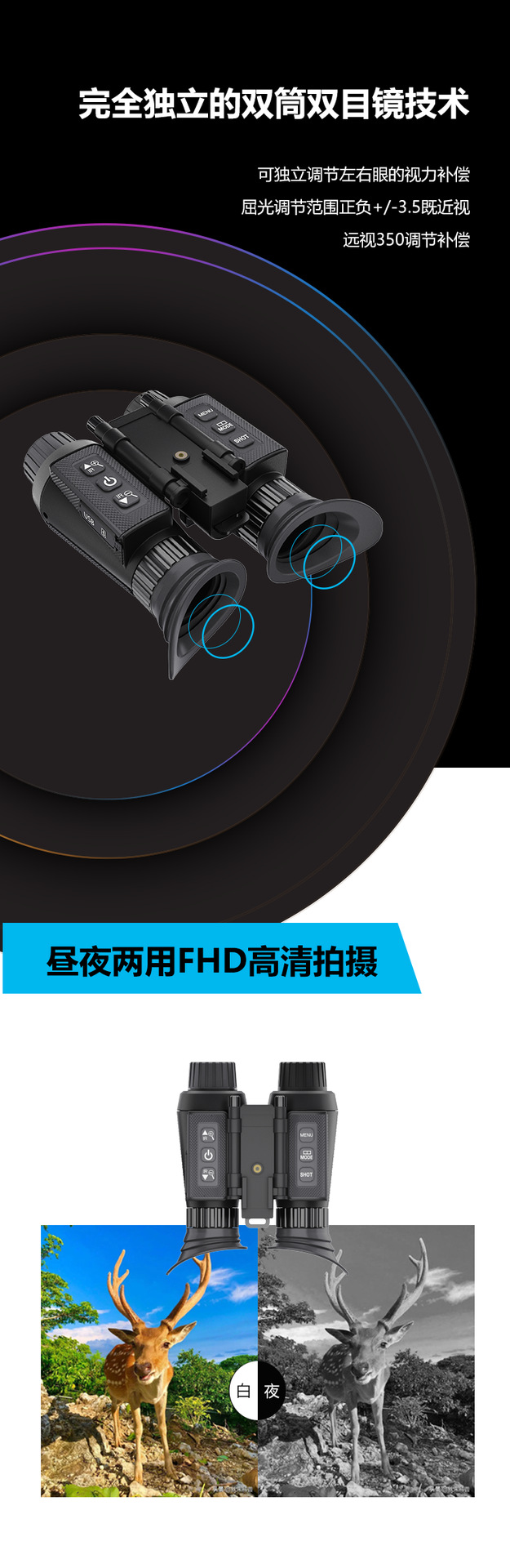 NV8300新款跨境头戴式夜视仪户外红外高清夜视望远镜视力调节详情3