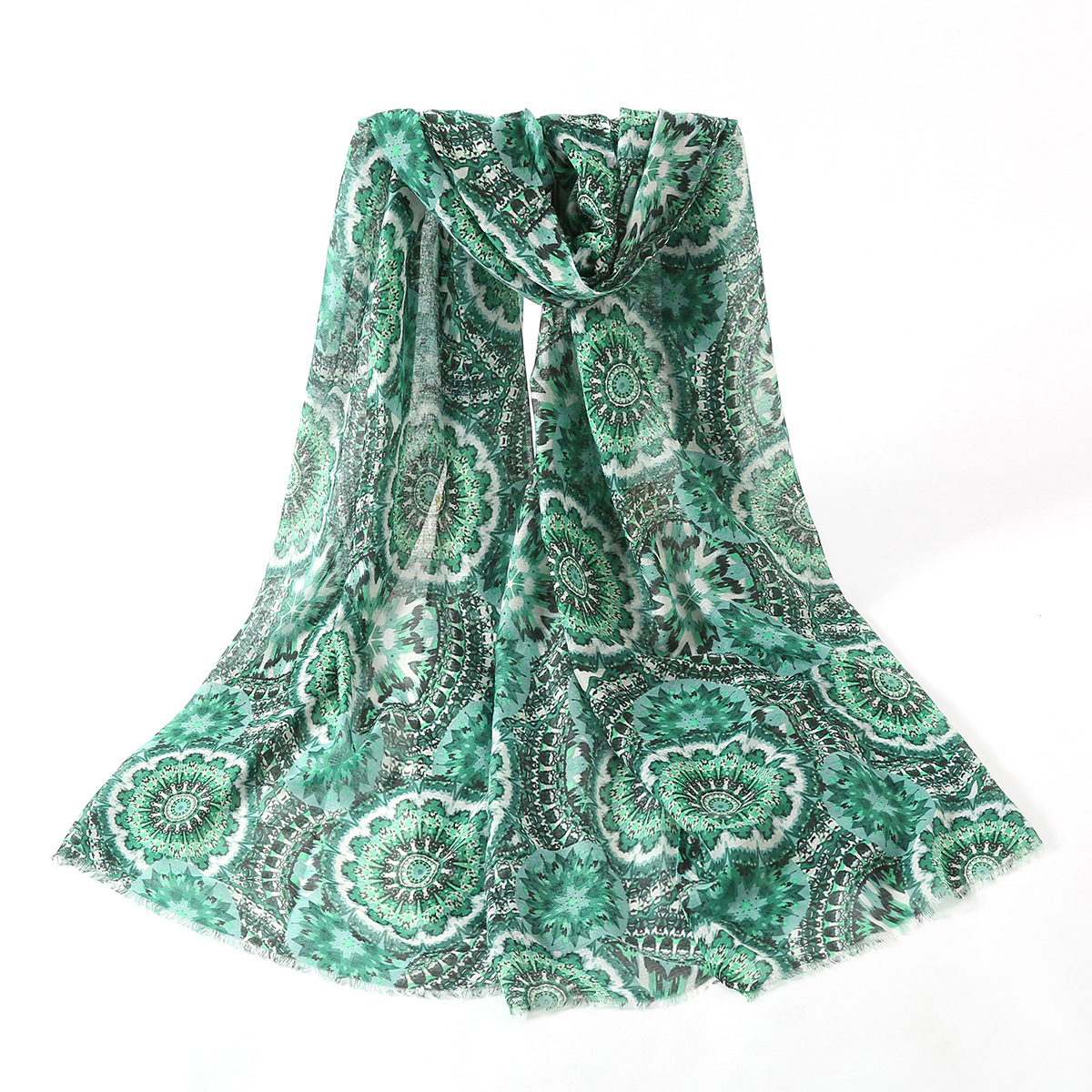 一件代发 新款出口欧美 时尚经典印花棉麻围巾女 披肩 工厂批发详情10