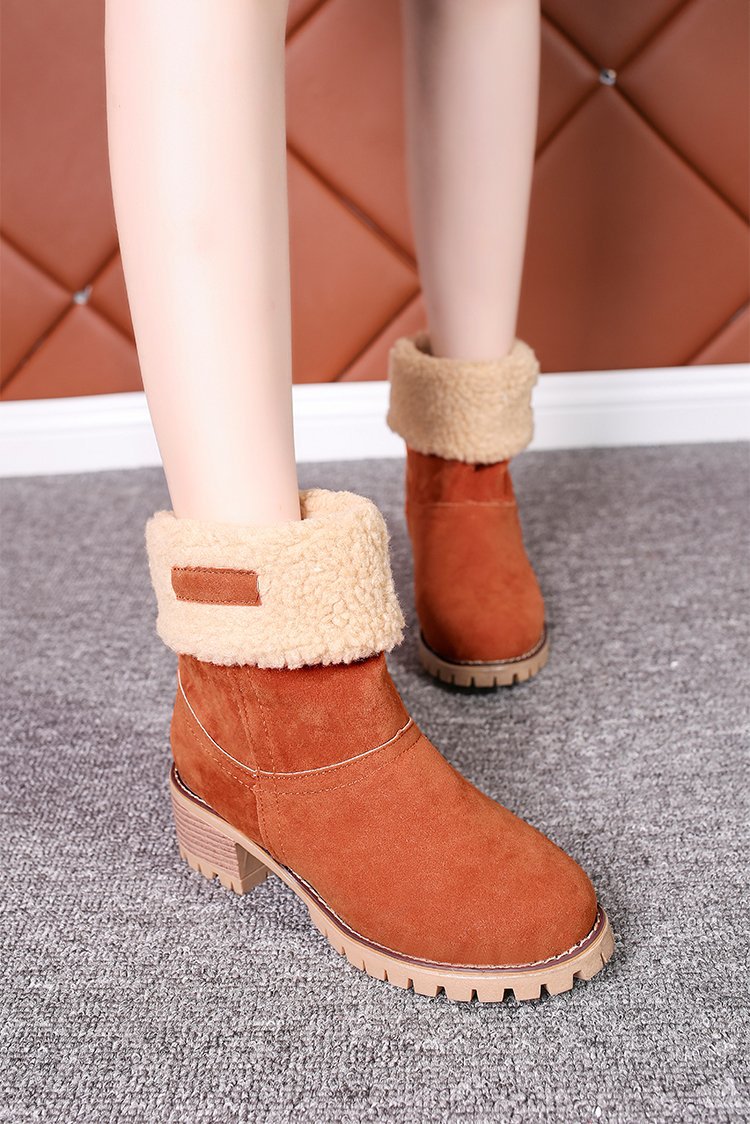 2024冬季新款绒面厚底粗跟中筒靴43码保暖棉鞋圆头大码外贸女靴子详情15