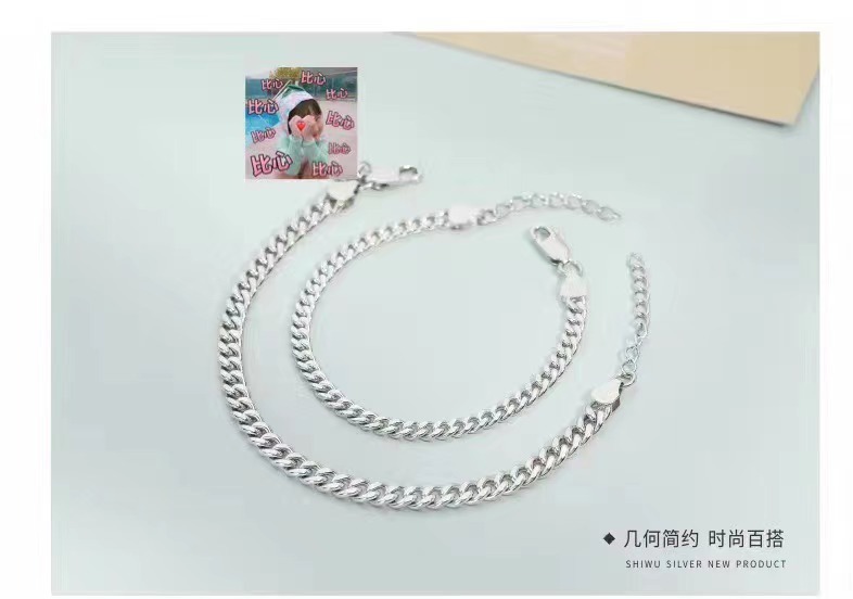 925银扁链情侣手链的大众ins风手链上手超美银饰品详情14