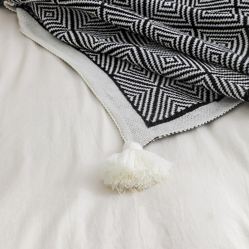 Bohemian windblown hair blanket, bay window blanket, knitted blanket, ethnic wave air conditioning blanket, tassel nap blanket pic 32