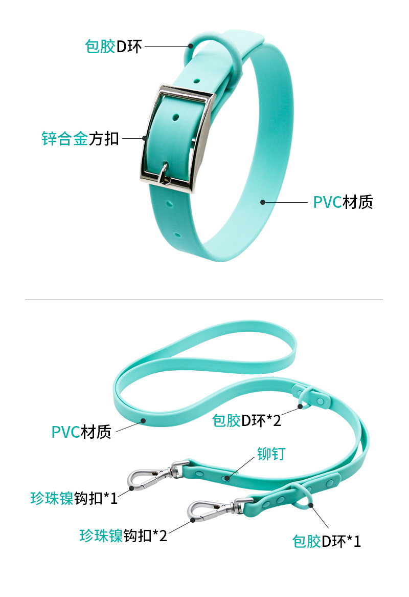 PVC impermeable pet products dog collar cuerda de tracción suave imitación de silicona pet neck collar correa de tracción fabricante al por mayor pic 3