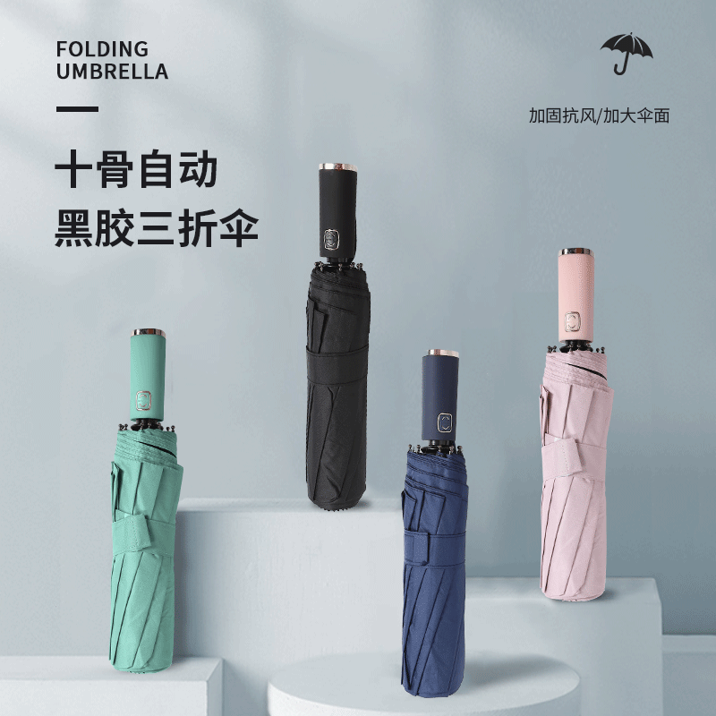 网红街拍8骨全自动长柄小清新三折透明伞 印刷LOGO广告折叠透明伞详情3