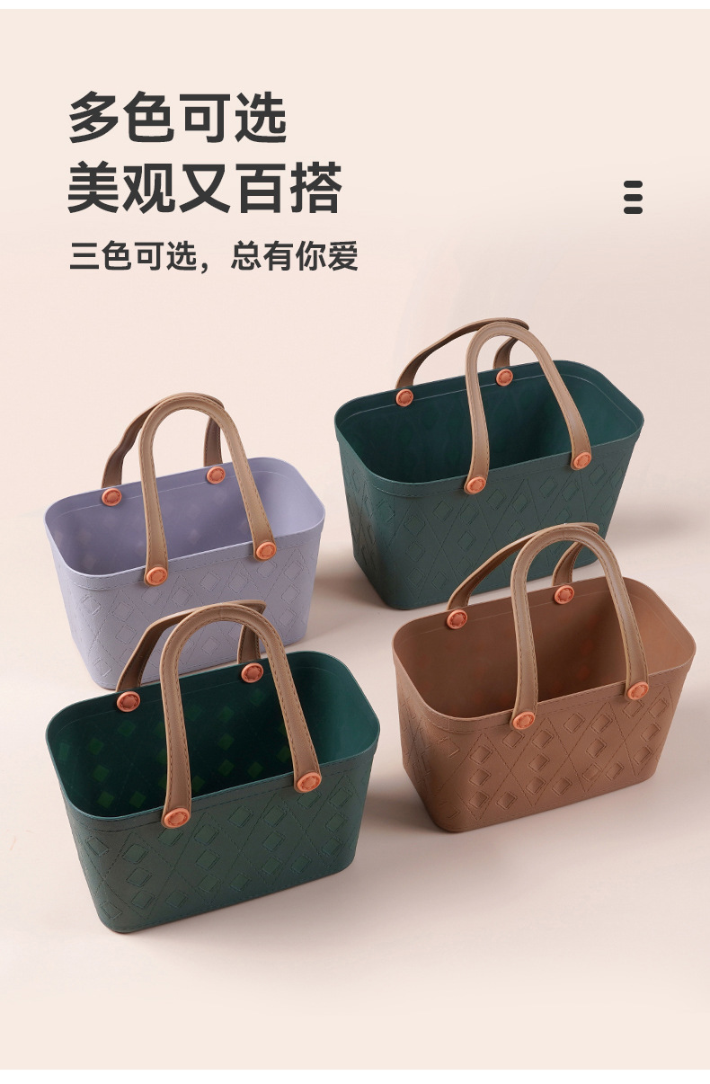 方形手提买菜篮子 塑料软手柄多色小篮子野餐杂物整理便携式篮子详情7