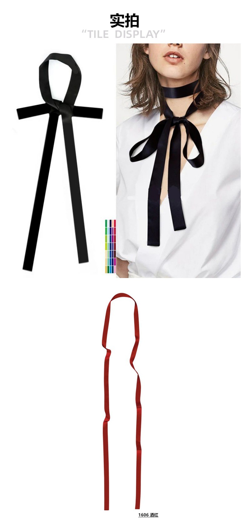 Silk scarf, women's belt, solid color, long and narrow neckerchief, versatile decorative small scarf, ribbon, skirt belt, hair band for women pic 4