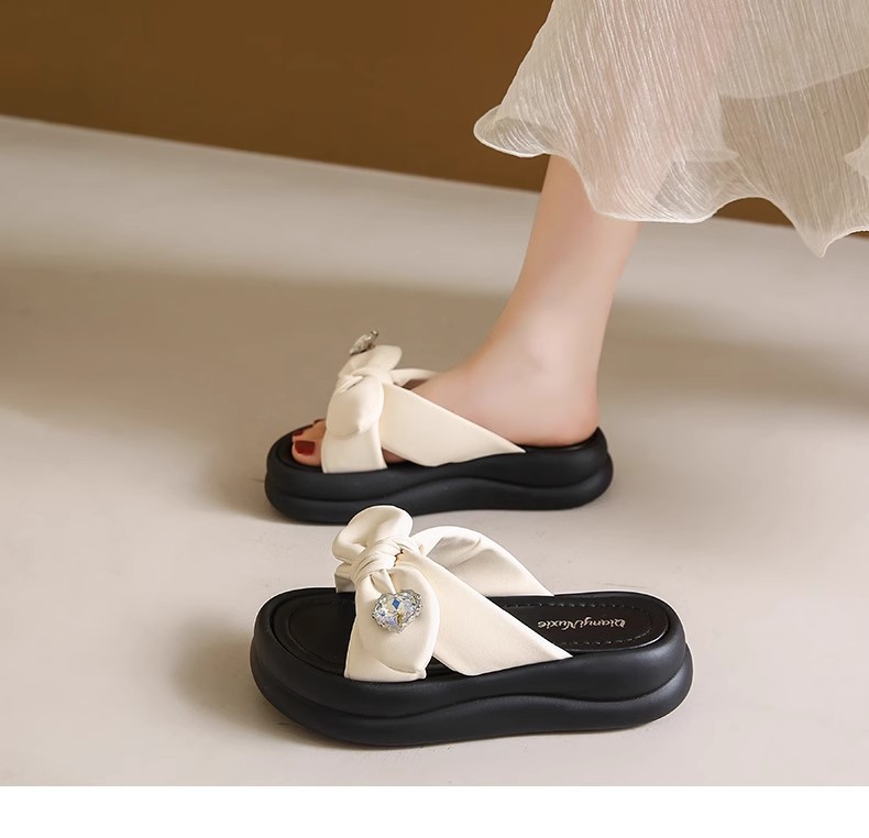 2024年夏季外穿舒适新款时尚休闲百搭厚底一字拖蝴蝶结女士凉拖鞋详情13