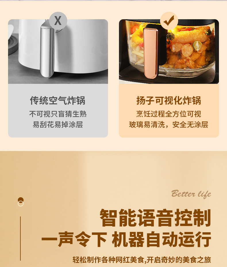 绑定扬子空气炸锅 多功能air fryer可视空气炸锅 家用电炸锅智能批发详情14
