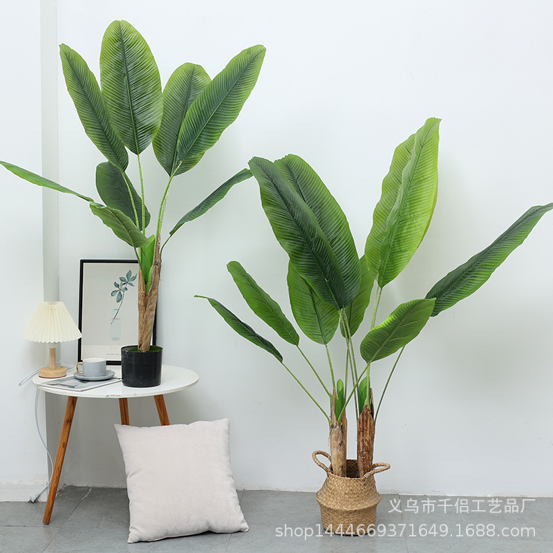 北欧旅人蕉大型仿真植物盆栽室内造景装饰网红芭蕉叶假树盆景批发详情8