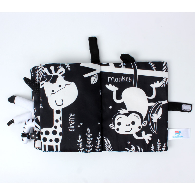 Tail cloth books, toy books, baby cloth books, sound paper enlightenment books, black and white red cloth books pic 5