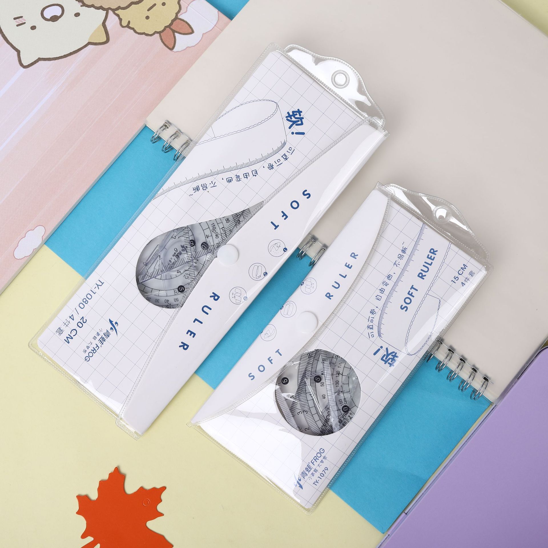 Wholesale of creative flexible rulers for exams, 20cm rulers for primary school students, four-piece set of stationery, straight rulers, and set squares for Angle measurement pic 12