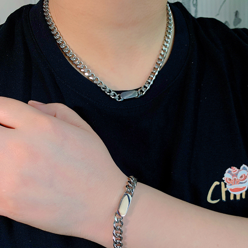 不掉色钛钢项链男潮小众设计高级感男士锁骨链个性街拍学生颈链潮详情7