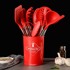 新款硅胶木柄厨具12件套装烹饪煎铲勺密更汤勺刮刀油刷粉抓打蛋器详情5