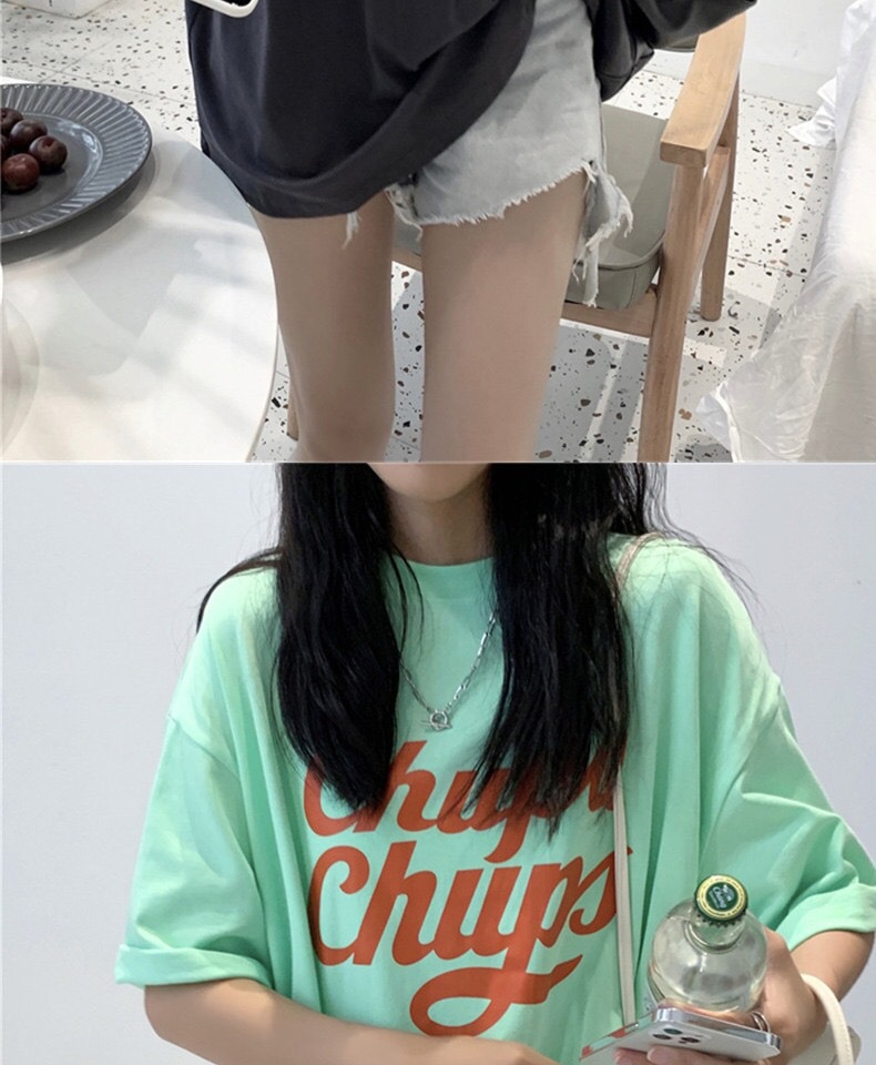 宽松圆领中长款短袖T恤女夏季时尚韩版棉质舒适减龄休闲上衣代发详情4