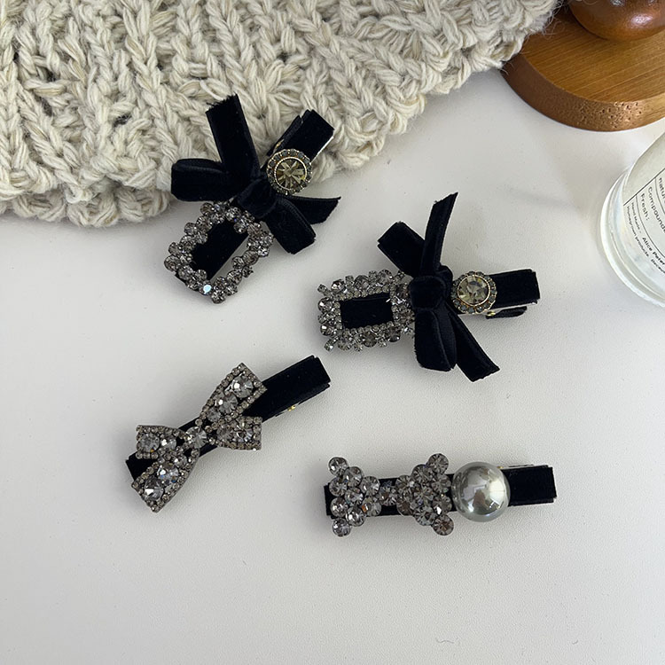 French velvet retro sponge narrow version hair band headband, Korean style, versatile and popular headband, high-end water diamond hair clip pic 5