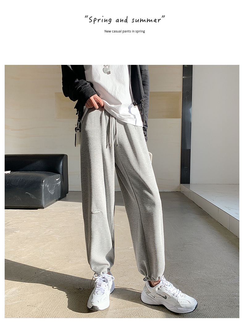 Grey sport pants for women Spring/Autumn 2021 new style loose, tight-fitting, high-waisted, drape casual straight-leg wide-leg sweatpants pic 18