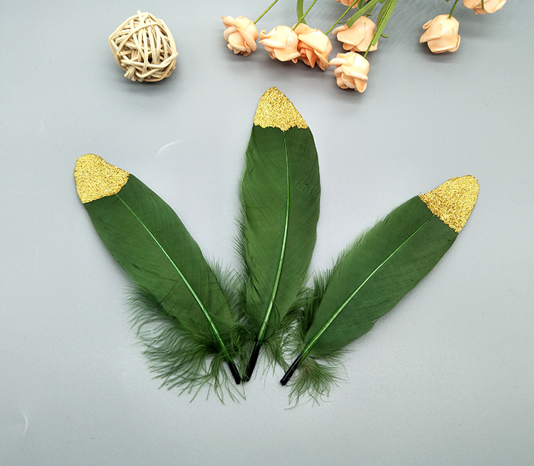 A large quill feather gift box with all-gold and all-silver feathers, paper card bookmarks and decorative quill pens pic 20