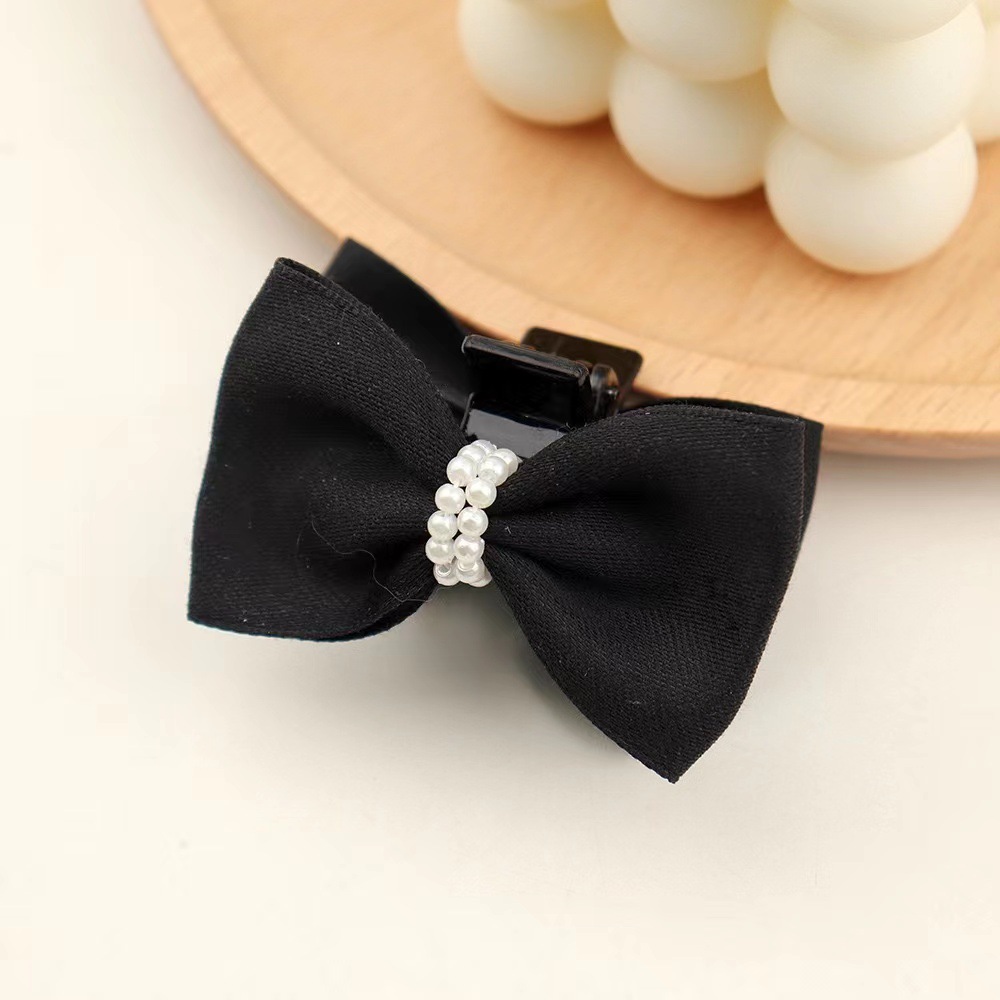 小号蝴蝶结抓夹公主头珍珠发夹女黑色侧边刘海加顶夹发卡夹子头饰详情11