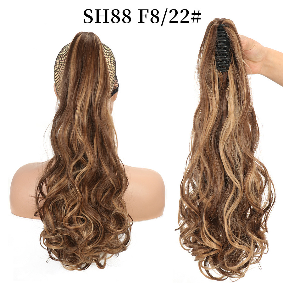 European and American style claw clip long curly hair, tiger mouth claw clip ponytail simulation wig, fluffy and natural ponytail pic 34