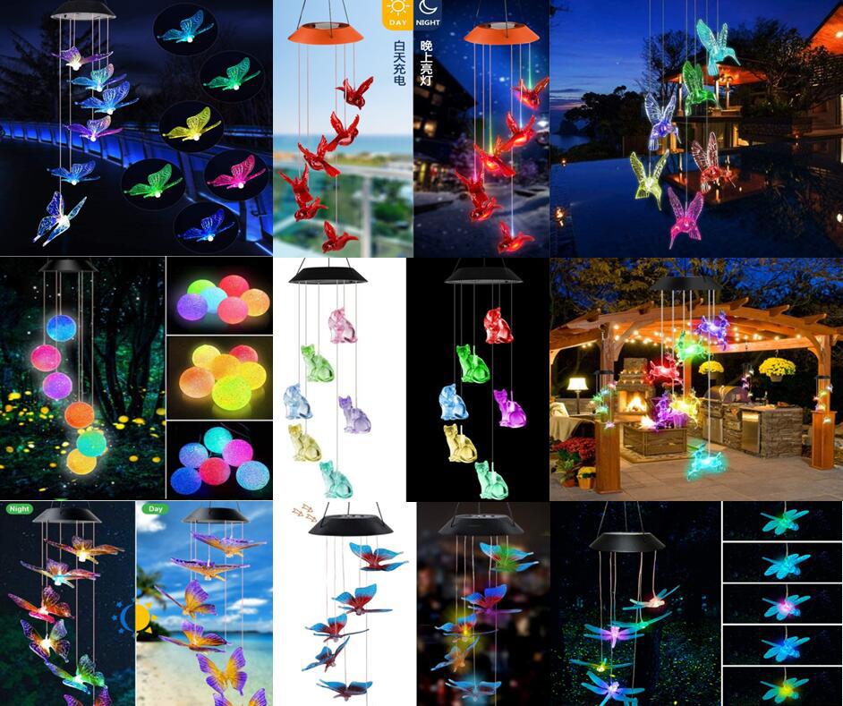 Solar hummingbird wind chime light, LED Christmas butterfly light, courtyard solar wind chime light, landscape light, courtyard light pic 33