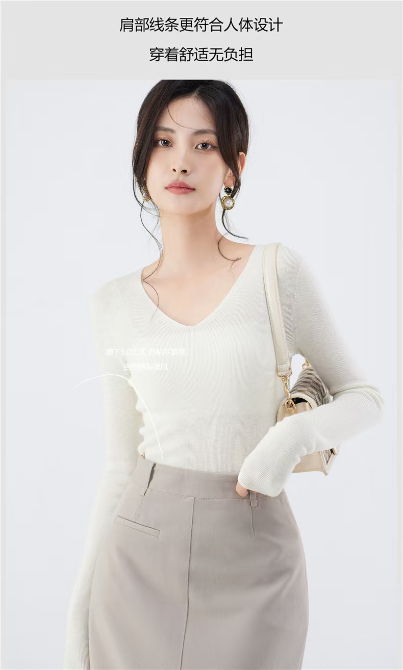 48-count fine-spun wool sweater for women, 100 pure wool seamless one-piece base layer, slim 18-stitch ultra-fine knitted sweater, thin pic 20