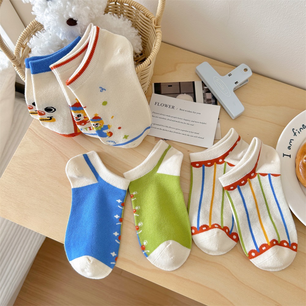 Quirky clown boat socks for women spring and summer, thin, low-top, shallow-mouth short socks, cotton boneless socks, wholesale of Zhuji socks pic 3