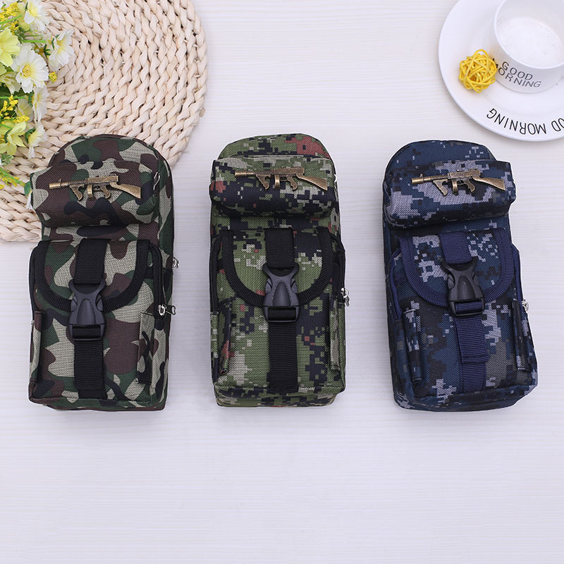 抖音同款迷彩拉链笔袋 男女中小学吃鸡铅笔盒儿童多层铅笔袋批发详情3