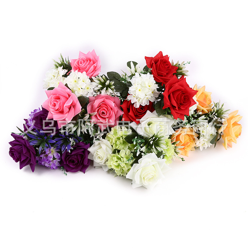Source Wedding Home interior soft decoration flower arrangement flower bouquet wholesale 10-pronged rolled rose pic 5
