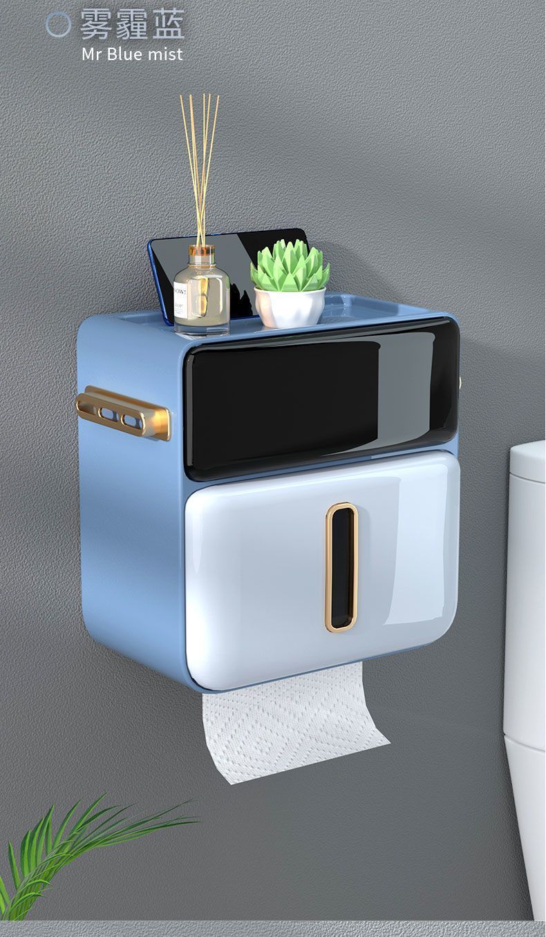 卫生间纸巾盒厕所放纸抽纸盒壁挂免打孔卷纸厕纸盒卫生间置物架详情14