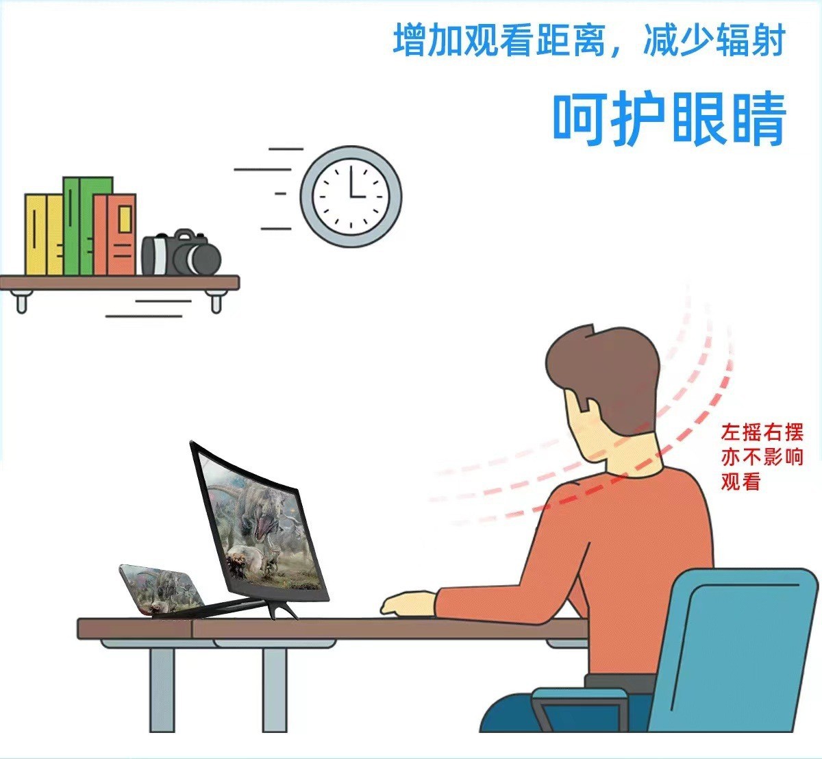 12寸手机蓝光屏幕专用放大器14寸曲面屏高清伸缩塑料支架跨境工厂详情12