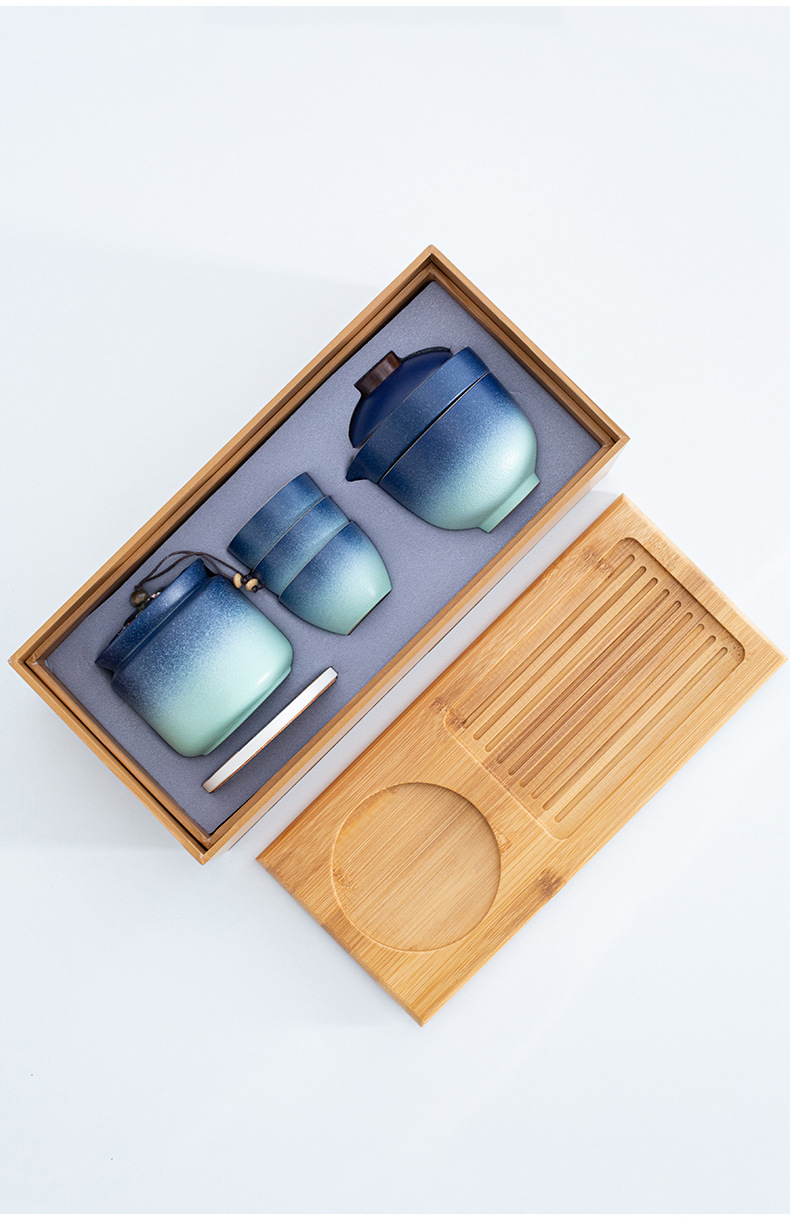 Travel tea set, quick guest cup, one pot, three cups, portable covered bowl, small set, outdoor kung fu set, tea brewing advertising gift pic 45
