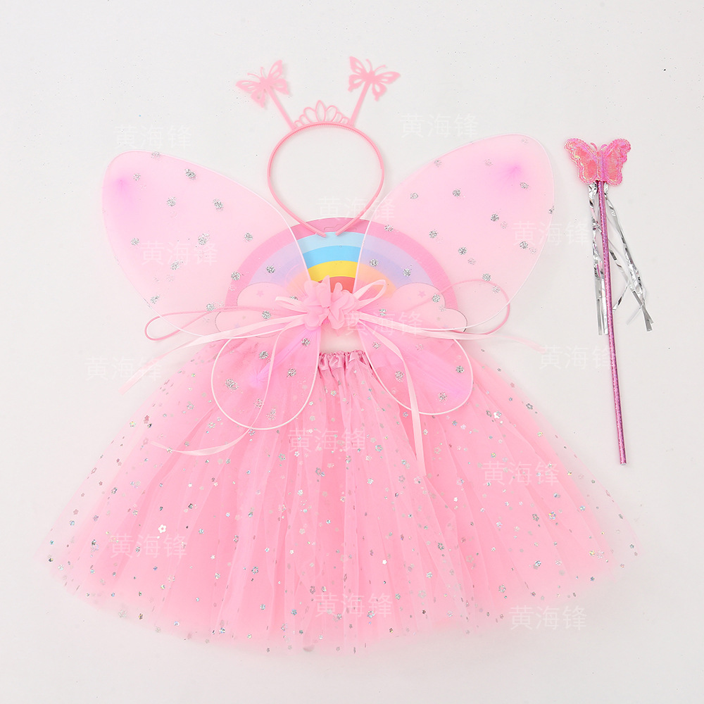 儿童昆虫蝴蝶翅膀四件套跨境节庆表演道具发箍魔法棒蝴蝶精灵套装                              详情4