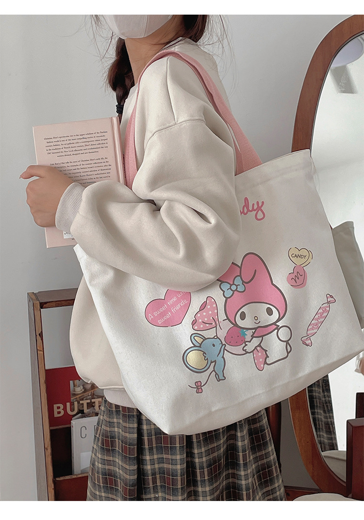三丽鸥购物袋帆布可爱库洛米玉桂狗美乐蒂可爱萌大容量单肩大包包详情10